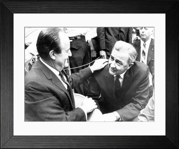 Framed Print : Vice President Hubert Humphrey, Senator Eugene McCarthy, attending Solidarity Day rally during the 1968 Presidential Campaign, Washington D.C. June 19, 1968
