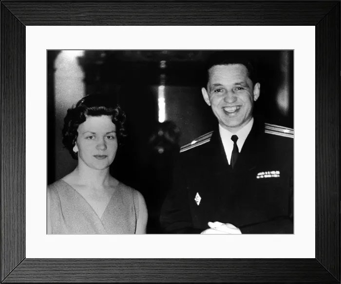 Framed Print : Eugene Ivanoff, Assistant Naval Attache of the Soviet Embassy in London, with his wife at a 1961 reception Framed Print : Eugene Ivanoff, Assistant Naval Attache of the Soviet Embassy in London, with his wife at a 1961 reception
