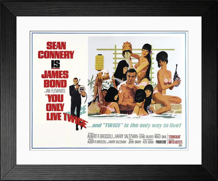 Framed Print : YOU ONLY LIVE TWICE, US poster, left and center: Sean Connery on subway poster art, 1967