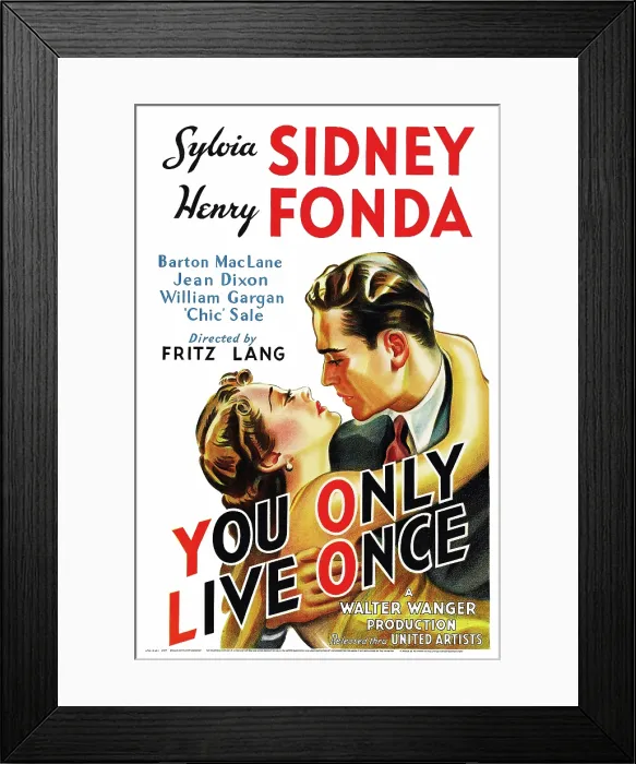 Framed Print : YOU ONLY LIVE ONCE, US poster art, from left: Sylvia Sidney, Henry Fonda, 1937