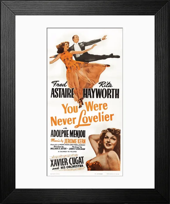 Framed Print : YOU WERE NEVER LOVELIER, top l-r: Rita Hayworth, Fred Astaire, bottom: Rita Hayworth on poster art, 1942