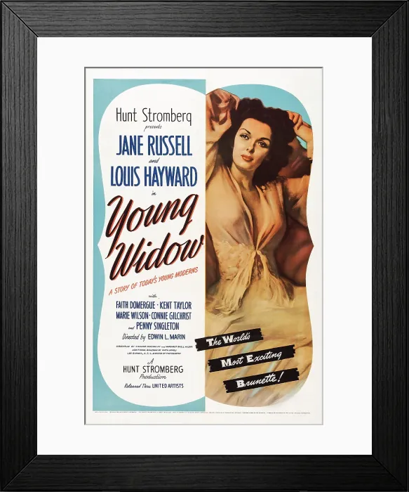 Framed Print : YOUNG WIDOW, US poster art, Jane Russell, 1946 Framed Print : YOUNG WIDOW, US poster art, Jane Russell, 1946