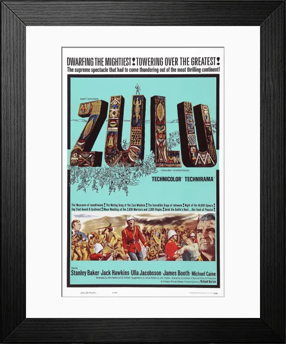 Framed Print : ZULU, US poster, Michael Caine (open Mouth), Stanley Baker (right), 1964 Framed Print : ZULU, US poster, Michael Caine (open Mouth), Stanley Baker (right), 1964