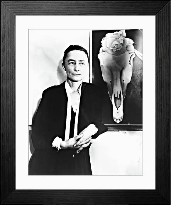 Framed Print : Georgia O'Keeffe and one of her skull paintings, 1931. Photo courtesy: Everett / CSU Archives Framed Print : Georgia O'Keeffe and one of her skull paintings, 1931. Photo courtesy: Everett / CSU Archives