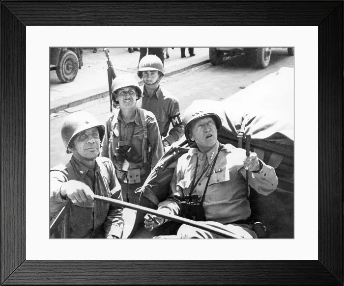 Framed Print : front row: General George Patton, General Theodore Roosevelt, Sicily, 1943.. Courtesy: CSU Archives  /  Everett Collection