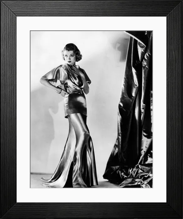 Framed Print : Constance Bennett in evening gown by designer Adrian, 1935 Framed Print : Constance Bennett in evening gown by designer Adrian, 1935