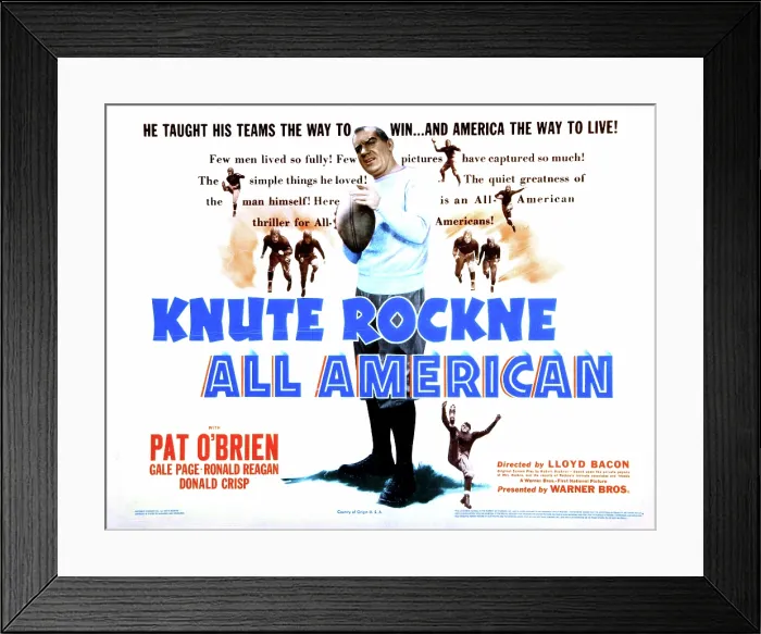 Framed Print : KNUTE ROCKNE ALL AMERICAN, Pat O'Brien, 1940