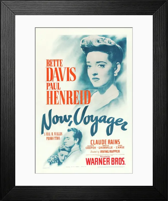 Framed Print : NOW, VOYAGER, Bette Davis, Paul Henreid, 1942, poster art