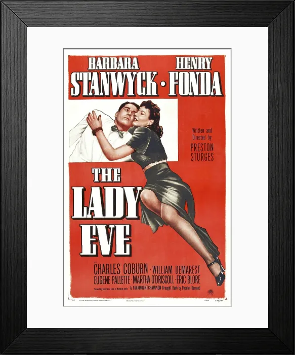 Framed Print : THE LADY EVE, poster, from left: Henry Fonda, Barbara Stanwyck, 1941 Framed Print : THE LADY EVE, poster, from left: Henry Fonda, Barbara Stanwyck, 1941
