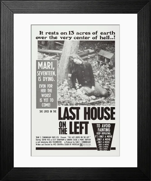 Framed Print : THE LAST HOUSE ON THE LEFT, US poster art, Sandra Peabody, 1972