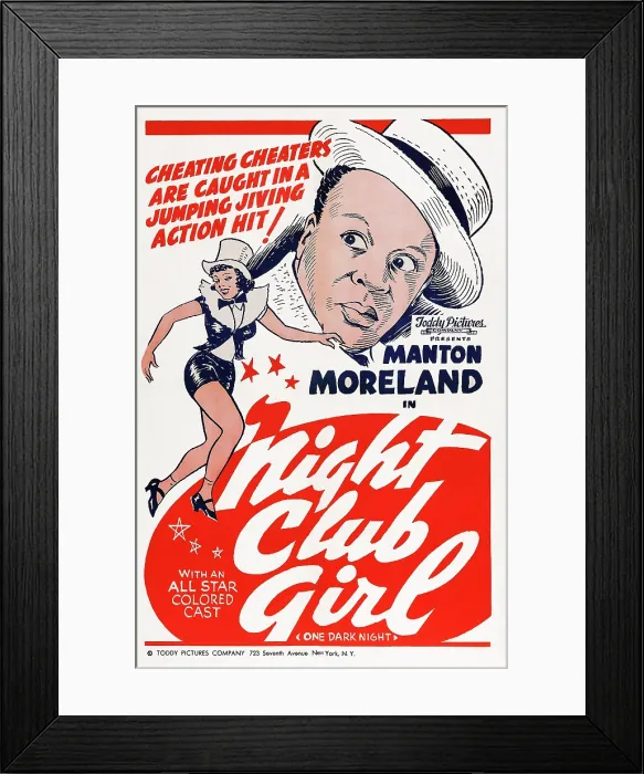 Framed Print : ONE DARK NIGHT, (aka NIGHT CLUB GIRL), US poster art, Mantan Moreland (top right), 1939 Framed Print : ONE DARK NIGHT, (aka NIGHT CLUB GIRL), US poster art, Mantan Moreland (top right), 1939