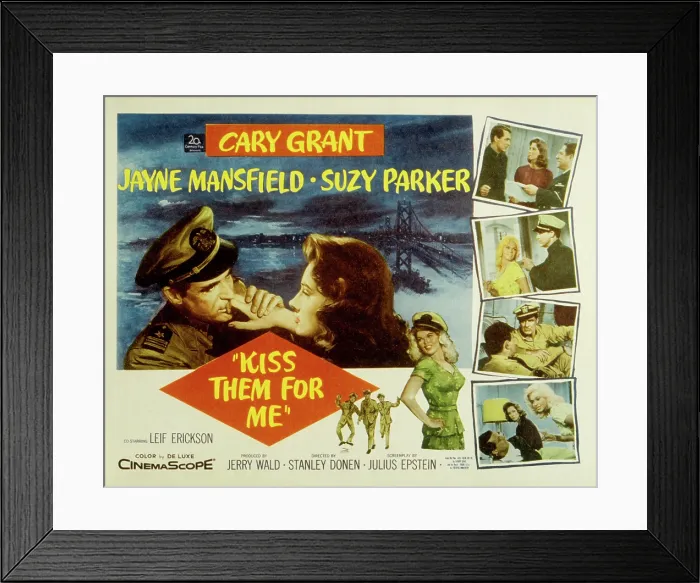 Framed Print : KISS THEM FOR ME, Cary Grant, Suzy Parker, Jayne Mansfield, 1957, TM and Copyright (c) 20th Century-Fox Film Corp. All Rights Reserved Framed Print : KISS THEM FOR ME, Cary Grant, Suzy Parker, Jayne Mansfield, 1957, TM and Copyright (c) 20th Century-Fox Film Corp. All Rights Reserved