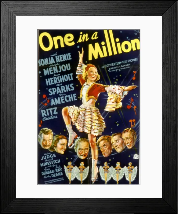 Framed Print : ONE IN A MILLION, Sonja Henie, 1936, 20th Century Fox, TM & Copyright / Courtesy: Everett Collection Framed Print : ONE IN A MILLION, Sonja Henie, 1936, 20th Century Fox, TM & Copyright / Courtesy: Everett Collection