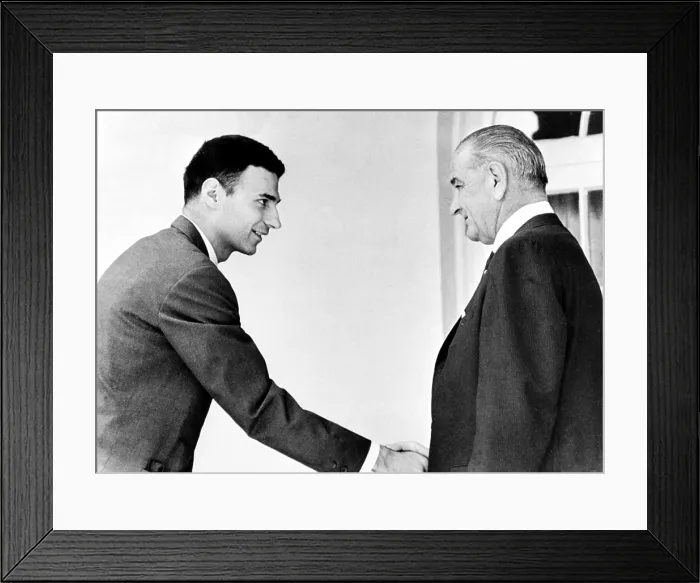 Framed Print : Ralph Nader, shakes hands with President Lyndon B. Johnson, after the President signed new auto & highway safety acts, 9 / 9 / 1966. CSU Archives / Everett Collection Framed Print : Ralph Nader, shakes hands with President Lyndon B. Johnson, after the President signed new auto & highway safety acts, 9 / 9 / 1966. CSU Archives / Everett Collection