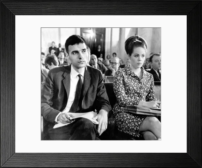 Framed Print : Ralph Nader and subcommitte staff member Lynn Hinerman, listen to the Senate Auto Safety subcommittee's hearings, 3 / 22 / 1966. CSU Archives / Everett Collection