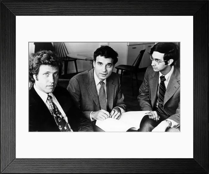 Framed Print : Mark Green, Ralph Nader, and Joel Seligman, authors of the book, Taming the Giant Corporation, ca. 1970's. CSU Archives / Everett Collection