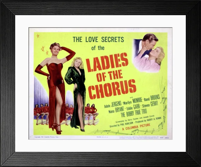 Framed Print : LADIES OF THE CHORUS, Adele Jergens, Marilyn Monroe, Rand Brooks, 1948 Framed Print : LADIES OF THE CHORUS, Adele Jergens, Marilyn Monroe, Rand Brooks, 1948
