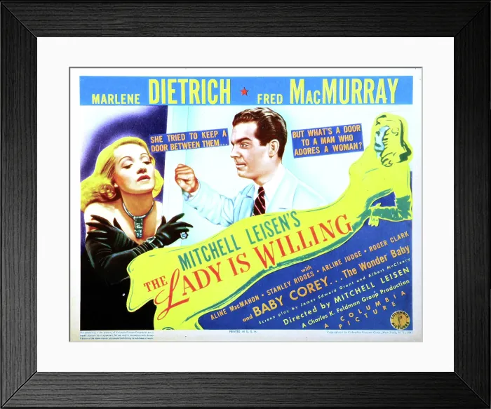 Framed Print : THE LADY IS WILLING, Marlene Dietrich, Fred MacMurray, 1942