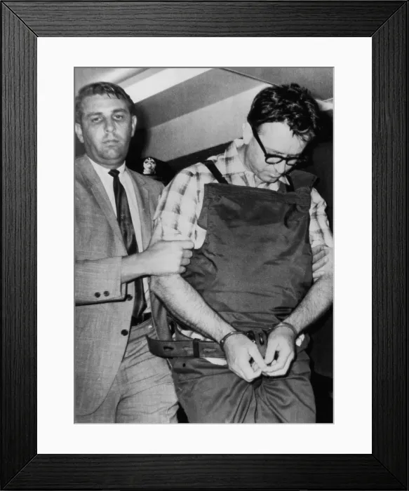Framed Print : James Earl Ray, assassin of Dr. Martin Luther King Jr. being taken to his cell by Sheriff William Morris, upon his arrival in Memphis Tennessee, July 19, 1968 Framed Print : James Earl Ray, assassin of Dr. Martin Luther King Jr. being taken to his cell by Sheriff William Morris, upon his arrival in Memphis Tennessee, July 19, 1968