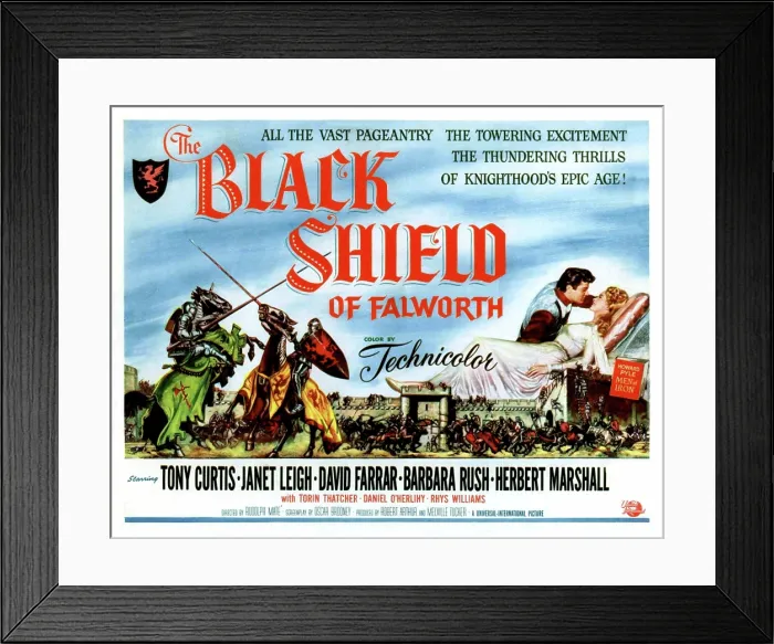 Framed Print : THE BLACK SHIELD OF FALWORTH, Tony Curtis, Janet Leigh, 1954, poster art