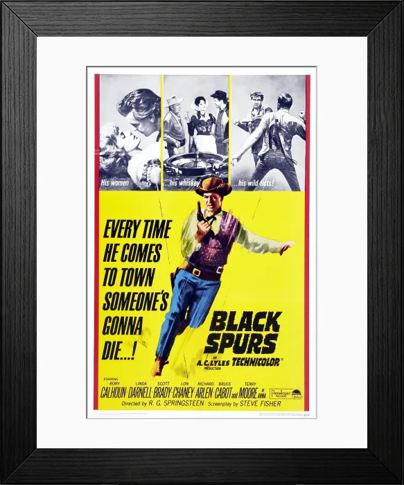 Framed Print : BLACK SPURS, U.S. poster, Rory Calhoun, (center), 1965 Framed Print : BLACK SPURS, U.S. poster, Rory Calhoun, (center), 1965