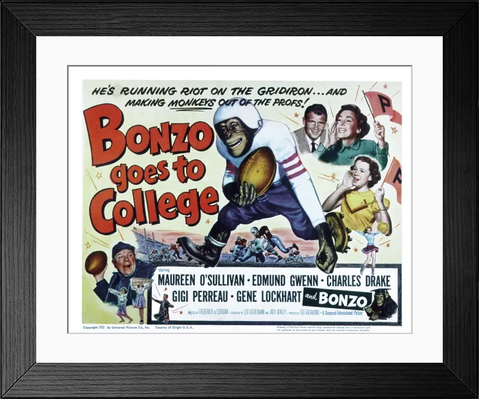 Framed Print : BONZO GOES TO COLLEGE, Edmund Gwenn, Bonzo, Charles Drake, Maureen O'Sullivan, Gigi Perreau, 1952