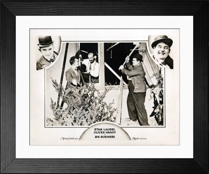 Framed Print : BIG BUSINESS, US lobbycard, Oliver Hardy, Stan Laurel, James Finlayson, 1929 Framed Print : BIG BUSINESS, US lobbycard, Oliver Hardy, Stan Laurel, James Finlayson, 1929