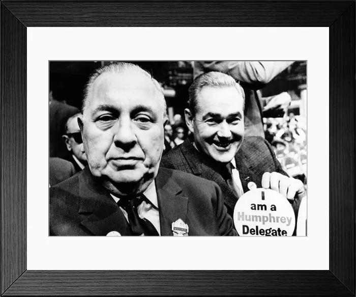 Framed Print : Richard J. Daley, Mayor of Chicago, and Illinois delegate George Dunne at the Democratic Party National Convention, 1968. Courtesy: CSU Archives / Everett Collection