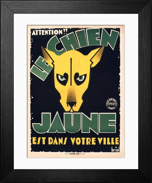 Framed Print : LE CHIEN JAUNE, (aka THE YELLOW DOG), French poster, 1932