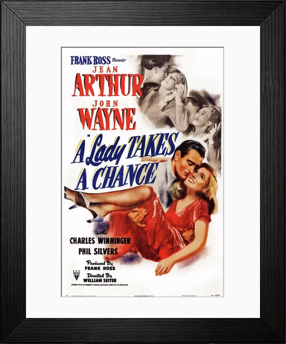 Framed Print : A LADY TAKES A CHANCE, John Wayne, Jean Arthur, 1943 Framed Print : A LADY TAKES A CHANCE, John Wayne, Jean Arthur, 1943