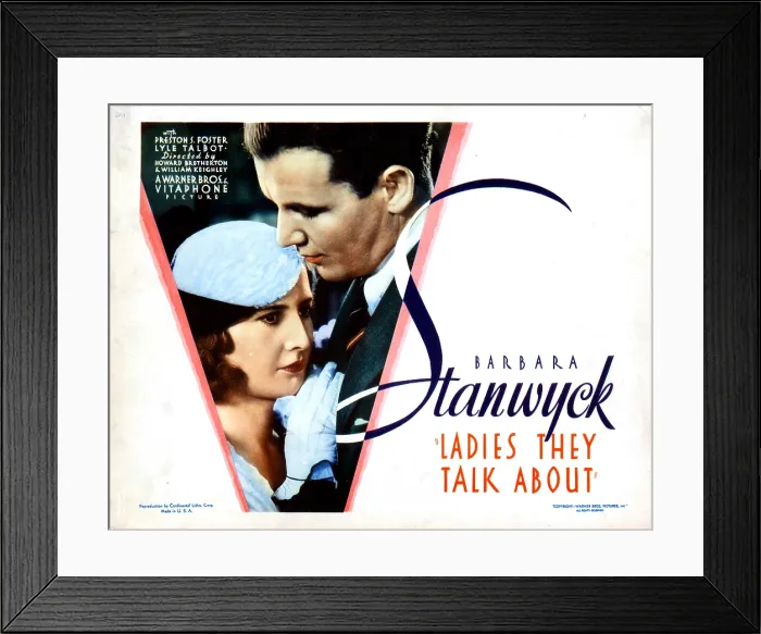Framed Print : LADIES THEY TALK ABOUT, from left, Barbara Stanwyck, Preston Foster, 1933 Framed Print : LADIES THEY TALK ABOUT, from left, Barbara Stanwyck, Preston Foster, 1933