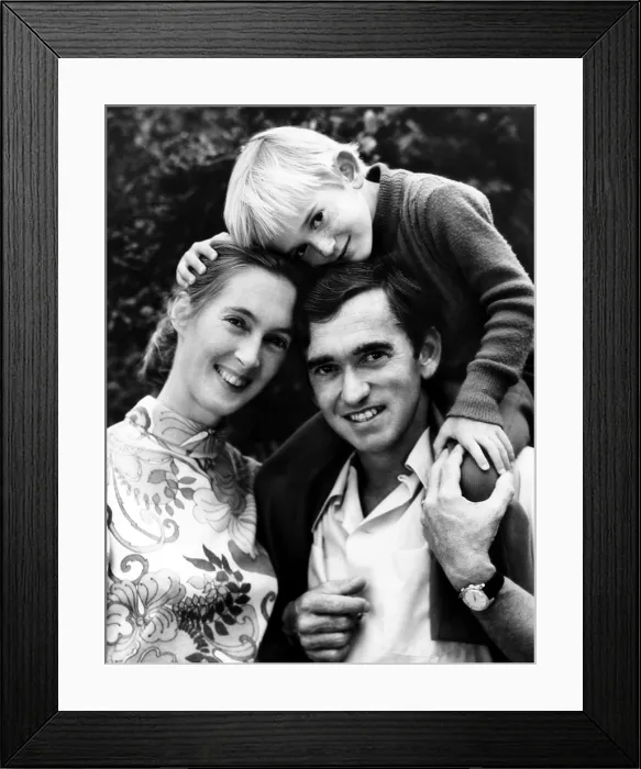 Framed Print : Jane Goodall, her husband Hugo van Lawick, and their son, Grub. ca 1976. Courtesy: CSU Archives / Everett Collection