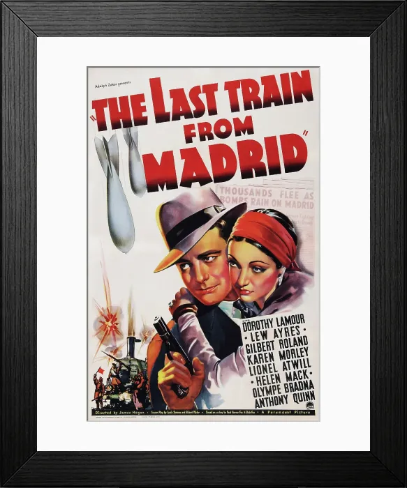 Framed Print : THE LAST TRAIN FROM MADRID, US poster art, Lew Ayres, Dorothy Lamour, 1937 Framed Print : THE LAST TRAIN FROM MADRID, US poster art, Lew Ayres, Dorothy Lamour, 1937