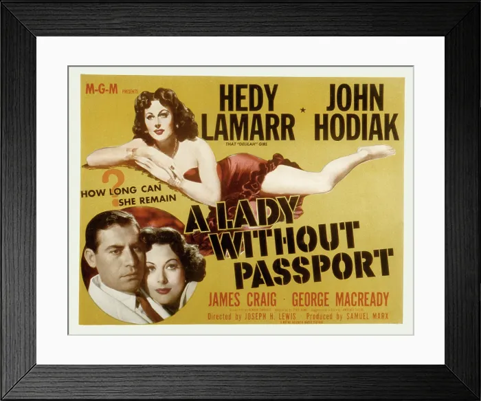 Framed Print : A LADY WITHOUT PASSPORT, John Hodiak, Hedy Lamarr, 1950