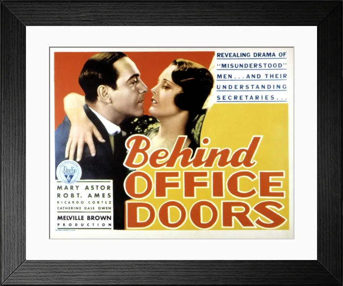 Framed Print : BEHIND OFFICE DOORS, Ricardo Cortez, Mary Astor, 1931