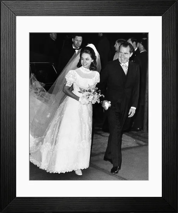 Framed Print : U.S. President-elect Richard Nixon (right) escorting his daughter Julie Nixon into Marble Collegiate Church for her wedding to David Eisenhower, New York, December 22, 1968 Framed Print : U.S. President-elect Richard Nixon (right) escorting his daughter Julie Nixon into Marble Collegiate Church for her wedding to David Eisenhower, New York, December 22, 1968