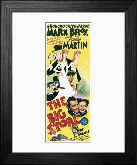 Framed Print : THE BIG STORE, Groucho Marx, Harpo Marx, Chico Marx, Tony Martin, Virginia Grey, 1941