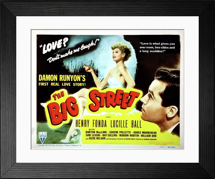 Framed Print : THE BIG STREET, Lucille Ball, Henry Fonda, 1942 Framed Print : THE BIG STREET, Lucille Ball, Henry Fonda, 1942