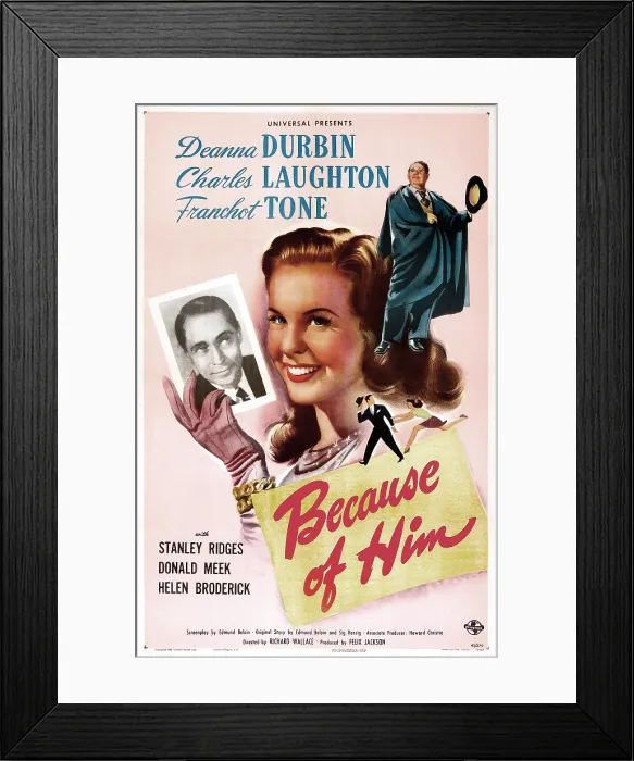 Framed Print : BECAUSE OF HIM, Franchot Tone, Deanna Durbin, 1946