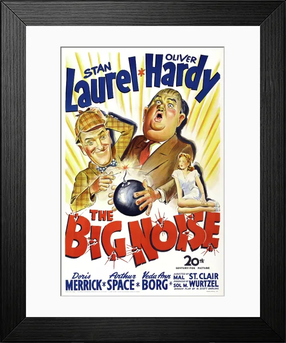 Framed Print : THE BIG NOISE, US poster, from left: Stan Laurel, Oliver Hardy, Doris Merrick, 1944. TM & Copyright 20th Century Fox Film Corp. / courtesy Everett Collection
