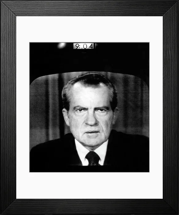 Framed Print : President Richard Nixon, with digital clock indicating the exact minute he resigned the Presidency, 08 / 08 / 74. Courtesy: CSU Archives / Everett Collection Framed Print : President Richard Nixon, with digital clock indicating the exact minute he resigned the Presidency, 08 / 08 / 74. Courtesy: CSU Archives / Everett Collection