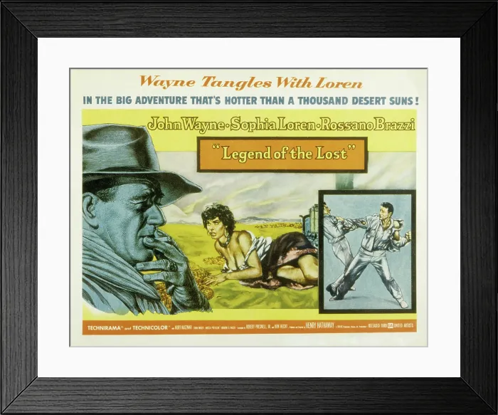Framed Print : LEGEND OF THE LOST, John Wayne, Sophia Loren, 1957