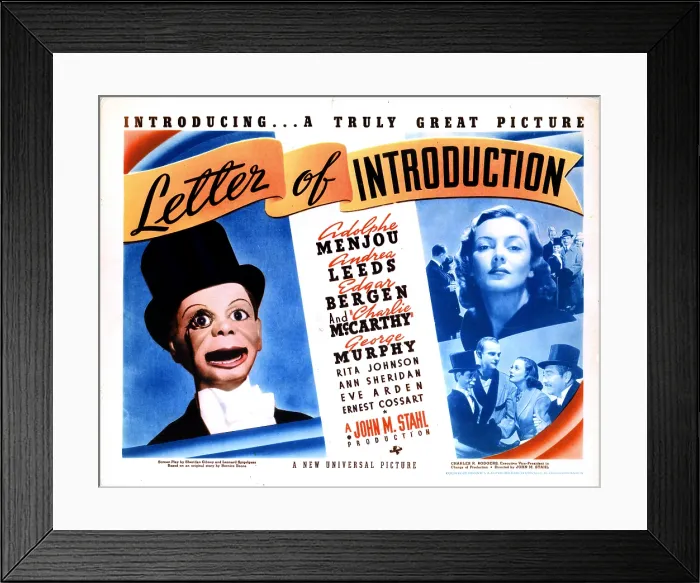 Framed Print : LETTER OF INTRODUCTION, from left, Charlie McCarthy, Andrea Leeds, 1938
