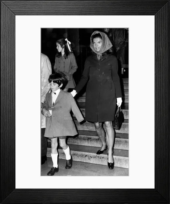 Framed Print : John F. Kennedy Jr. (with a broken arm), Caroline Kennedy, Jacqueline Kennedy, leaving St. Thomas More R.C. Church, New York, May 29, 1968