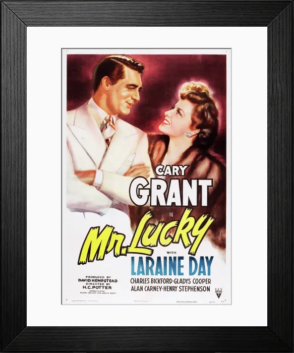 Framed Print : MR. LUCKY, US poster art, from left: Cary Grant, Laraine Day, 1943