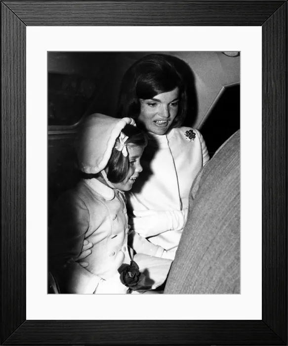 Framed Print : Caroline Kennedy, Jacqueline Kennedy, leave for Idlewild Airport for a vacation to Rome for two weeks. August 7, 1962. Courtesy: CSU Archives / Everett Collection