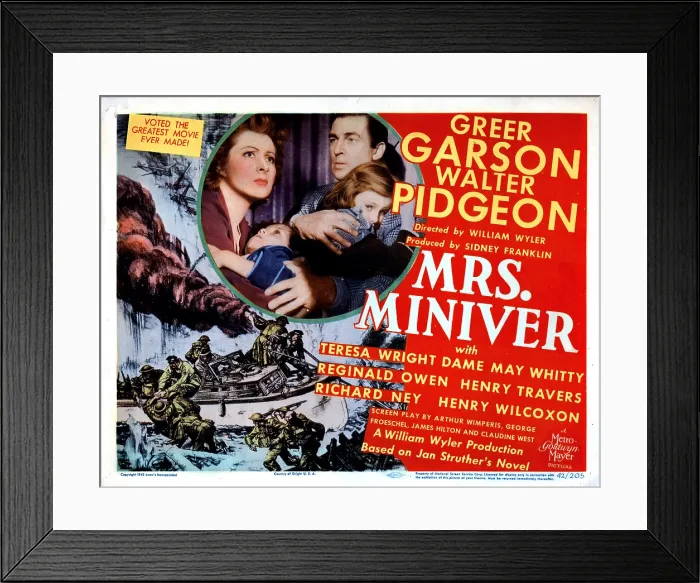 Framed Print : MRS. MINIVER, from left, Greer Garson, Clare Sandars, Walter Pidgeon, 1942