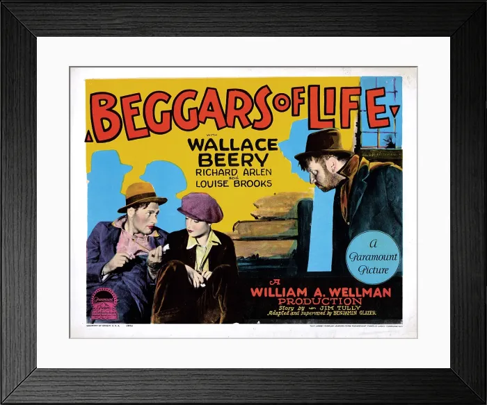 Framed Print : BEGGARS OF LIFE, US lobbycard, from left: Richard Arlen, Louise Brooks, Wallace Beery, 1928 Framed Print : BEGGARS OF LIFE, US lobbycard, from left: Richard Arlen, Louise Brooks, Wallace Beery, 1928