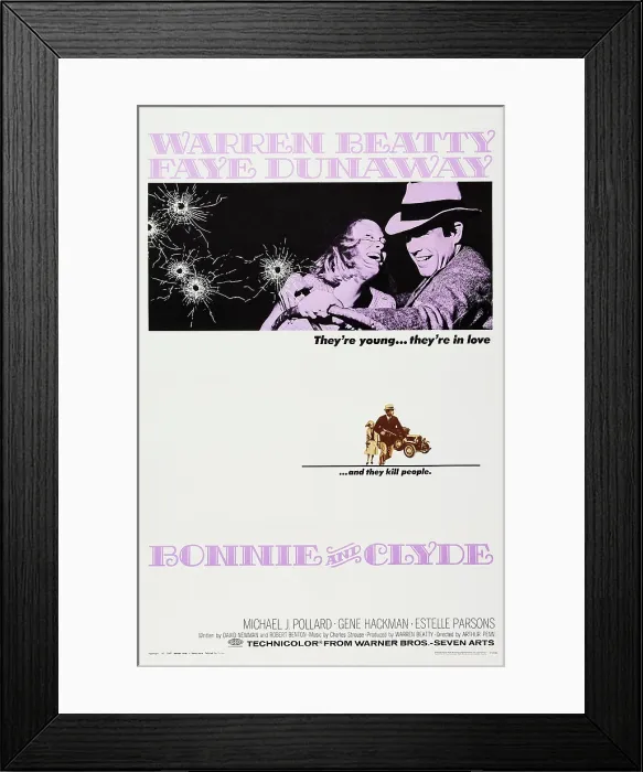 Framed Print : BONNIE AND CLYDE, US poster art, from left: Faye Dunaway, Warren Beatty 1967