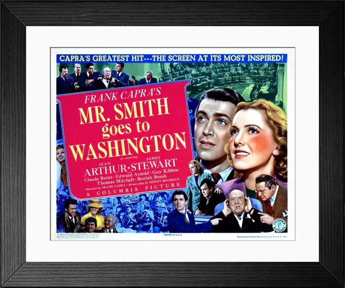 Framed Print : MR. SMITH GOES TO WASHINGTON, from left, James Stewart, Jean Arthur, 1939